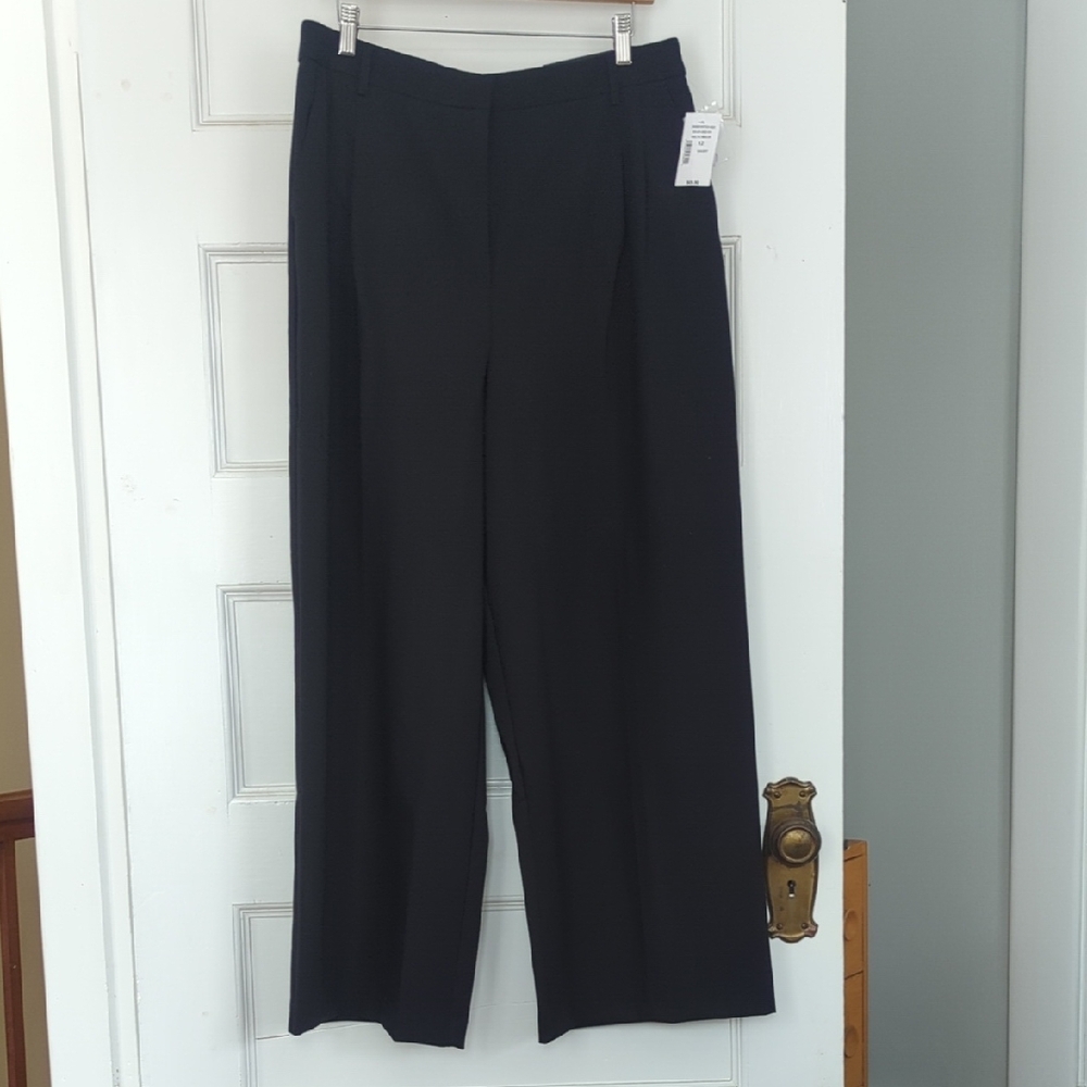 Ricki's Black Maxwell Pleated Wide Leg Pant US 12 Short